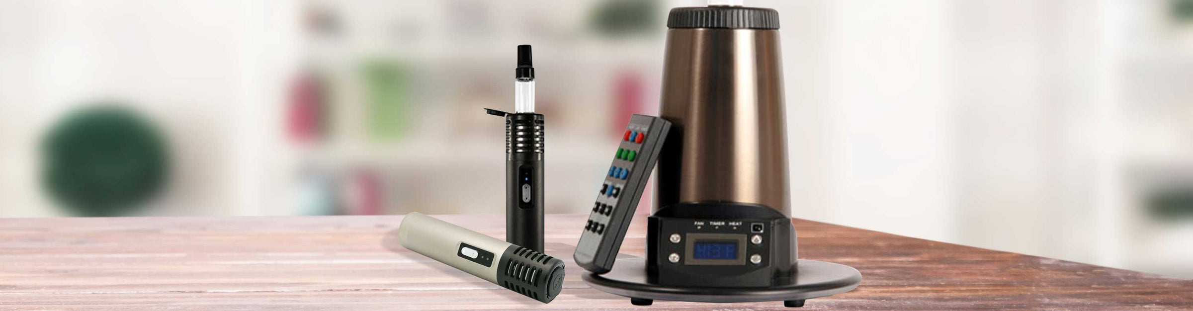 Arizer products standing on kitchen table in home.