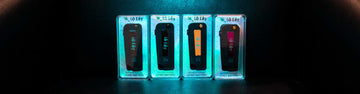 LoKey Vaporizers standing in black background with blue lighting.