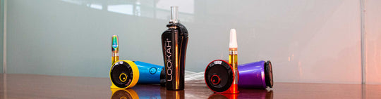 Lookah Products standing on table in office lobby 