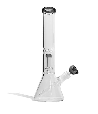 Smokey Gray 14 inch Beaker Water Pipe with Showerhead Perc Front View on White Background