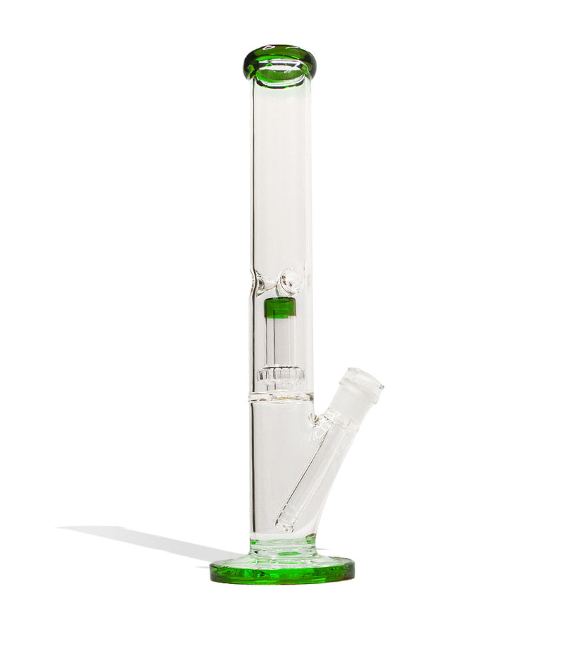 Green 14 inch Straight Water Pipe with Showerhead Perc Front View on White Background