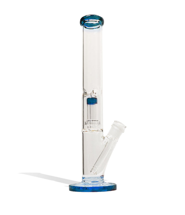 Jade Blue 14 inch Straight Water Pipe with Showerhead Perc Front View on White Background