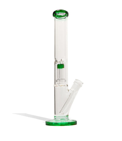 Lake Green 14 inch Straight Water Pipe with Showerhead Perc Front View on White Background