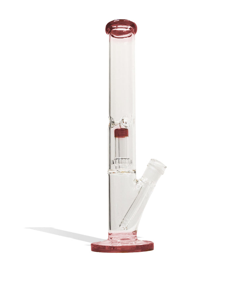 Pink 14 inch Straight Water Pipe with Showerhead Perc Front View on White Background