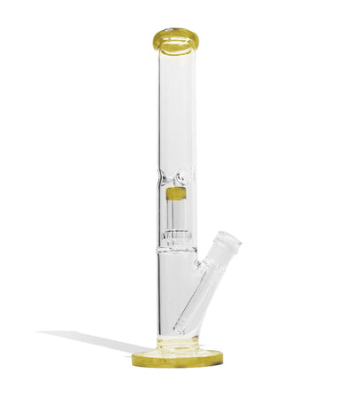 Yellow 14 inch Straight Water Pipe with Showerhead Perc Front View on White Background