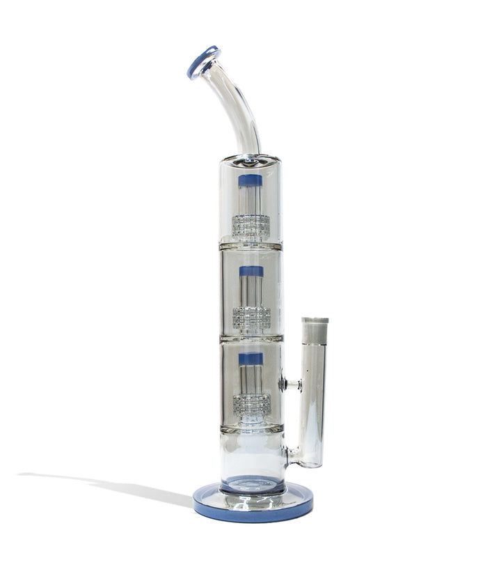 Smokey Gray 18 Inch Electro Plated Triple Perc Water Pipe Front View on White Background