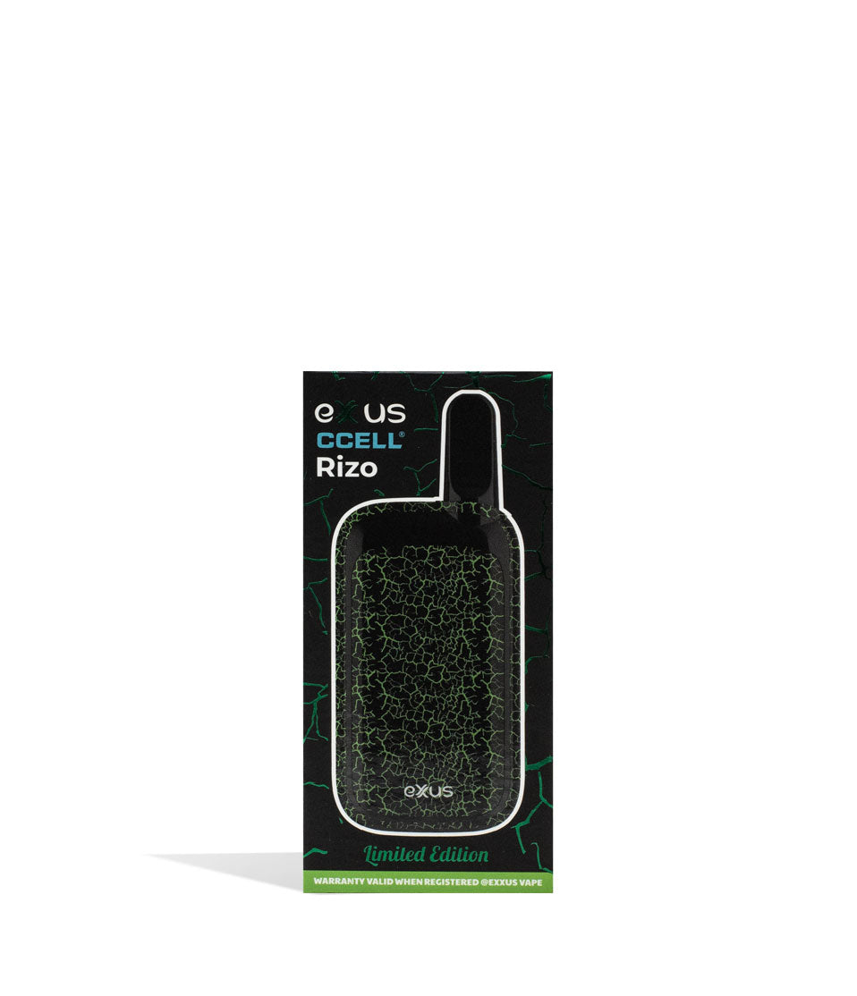 Black Green Crackle packaging Exxus Vape Rizo Cartridge Vaporizer on White Background