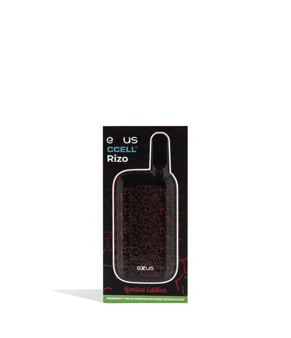 Black Red Crackle packaging Exxus Vape Rizo Cartridge Vaporizer on White Background