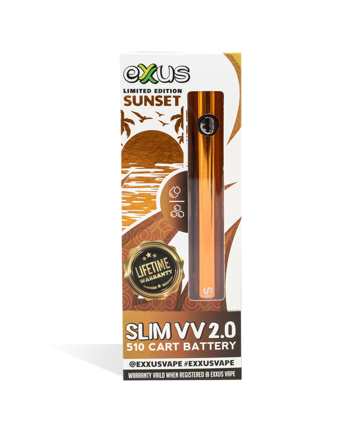 Sunset Exxus Vape Slim VV 2.0 Cartridge Vaporizer single pack on white background