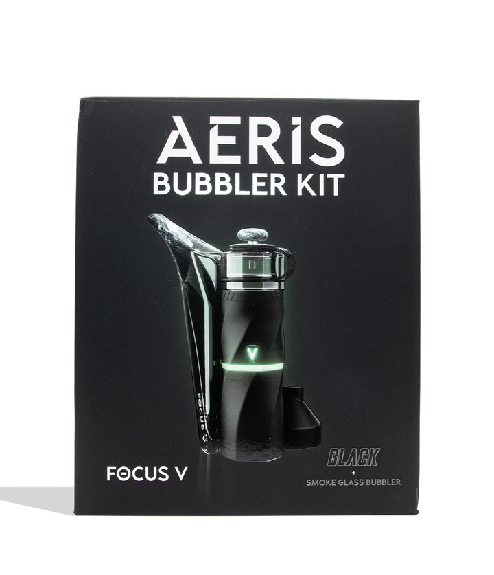 Focus V Aeris Portable Concentrate Vaporizer on white background smoke color box packaging front view