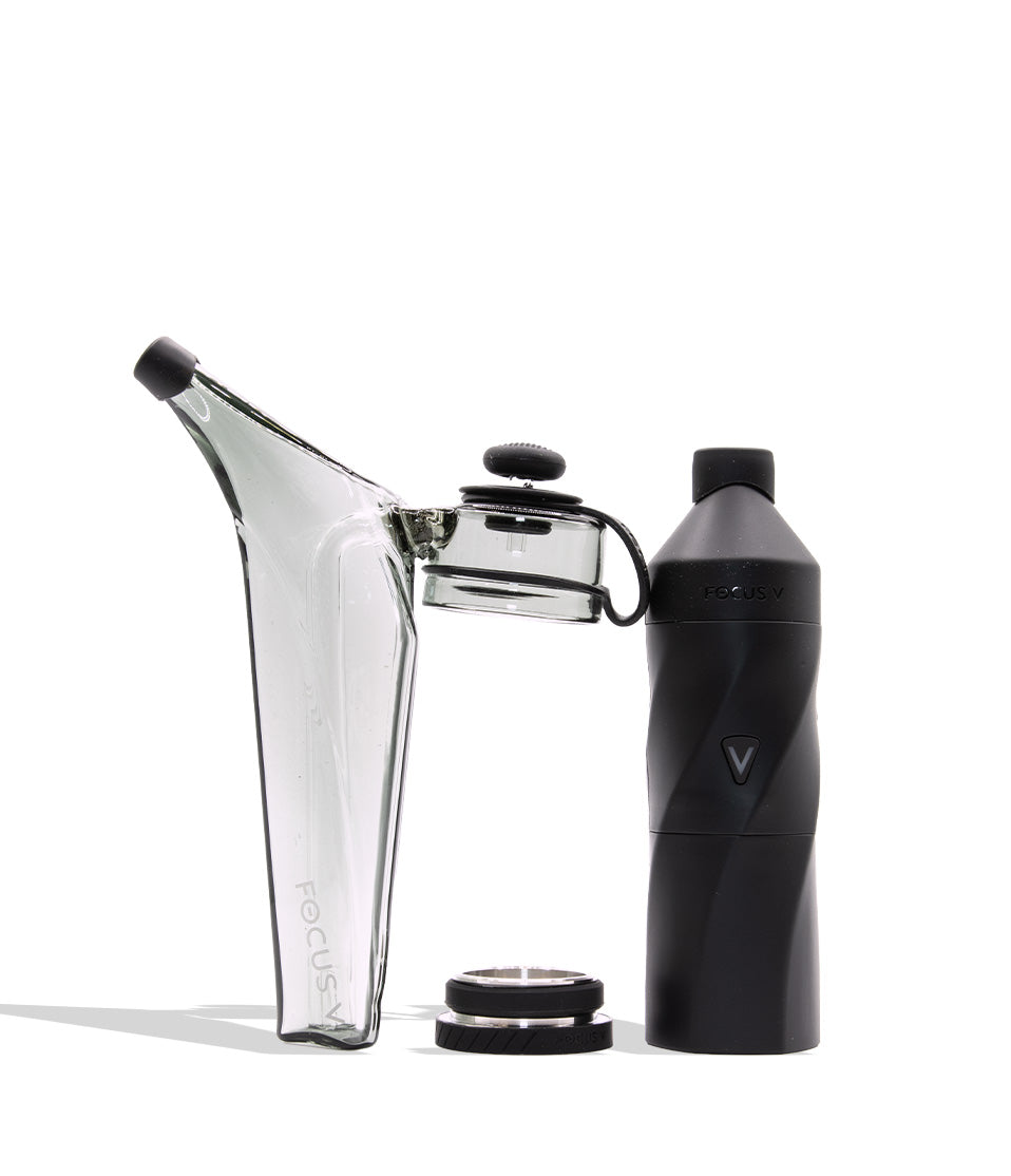 Focus V Aeris Portable Concentrate Vaporizer on whtie background smoke color disassembled
