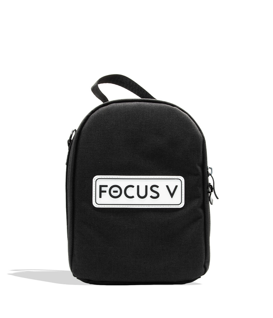 Focus V Aeris Portable Concentrate Vaporizer on white background travel bag white logo
