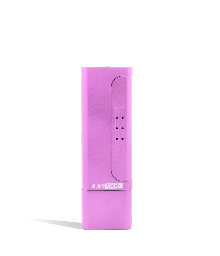 Pink front view Huni Badger Portable Electronic Vertical Vaporizer on white studio background