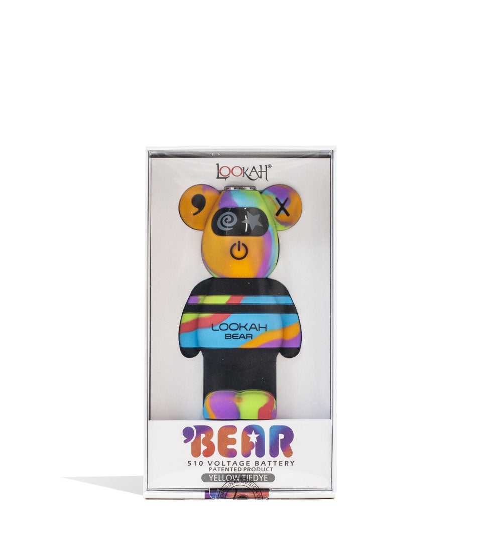 Rainbow Tiedye Lookah Bear Limited Edition Cartridge Vaporizer Packaging Front View on White Background