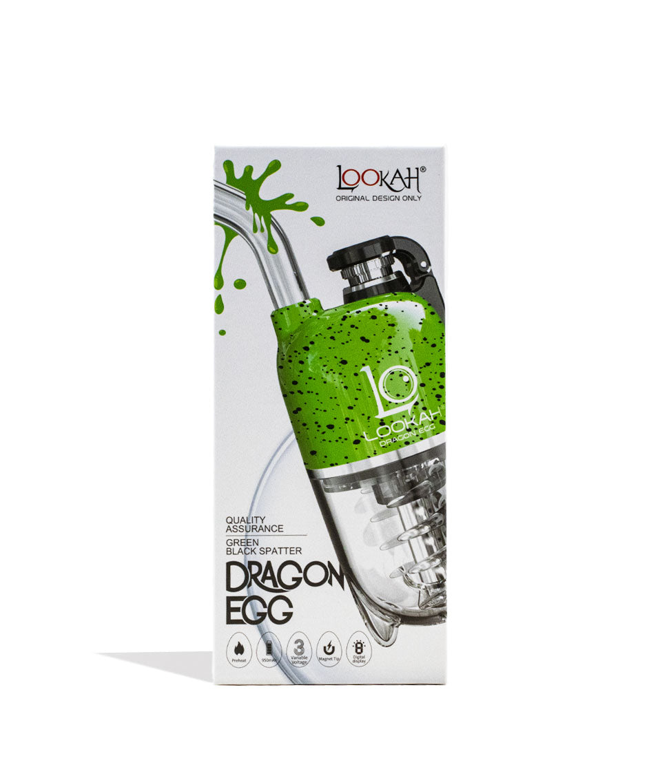 Green Lookah Dragon Egg Spatter Edition E-Rig Packaging Front View on White Background