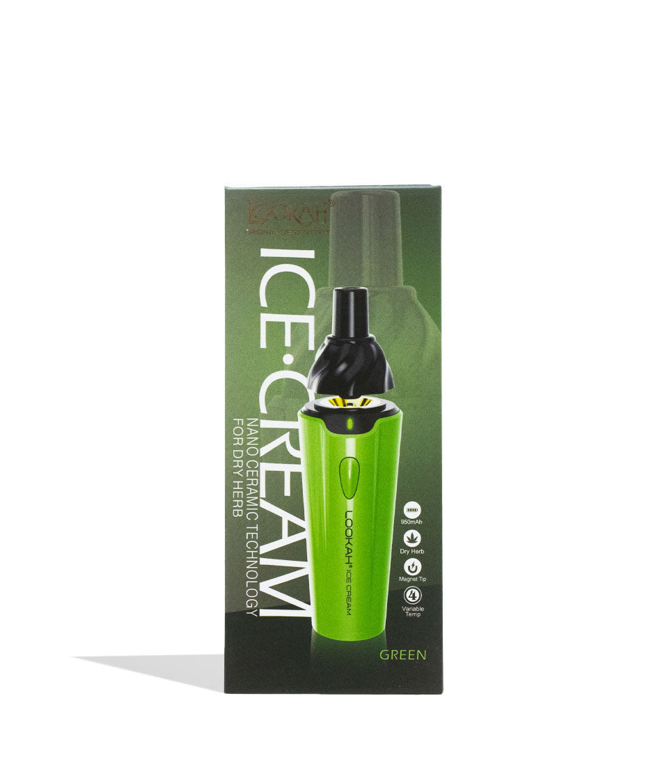 Green Lookah Ice Cream Dry Herb Vaporizer Packaging Front View on White Background