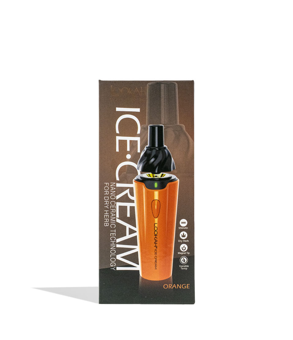 Orange Lookah Ice Cream Dry Herb Vaporizer Packaging Front View on White Background