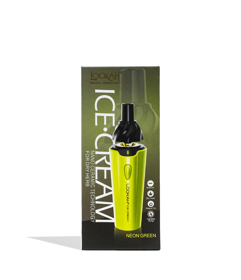 Yellow Lookah Ice Cream Dry Herb Vaporizer Packaging Front View on White Background