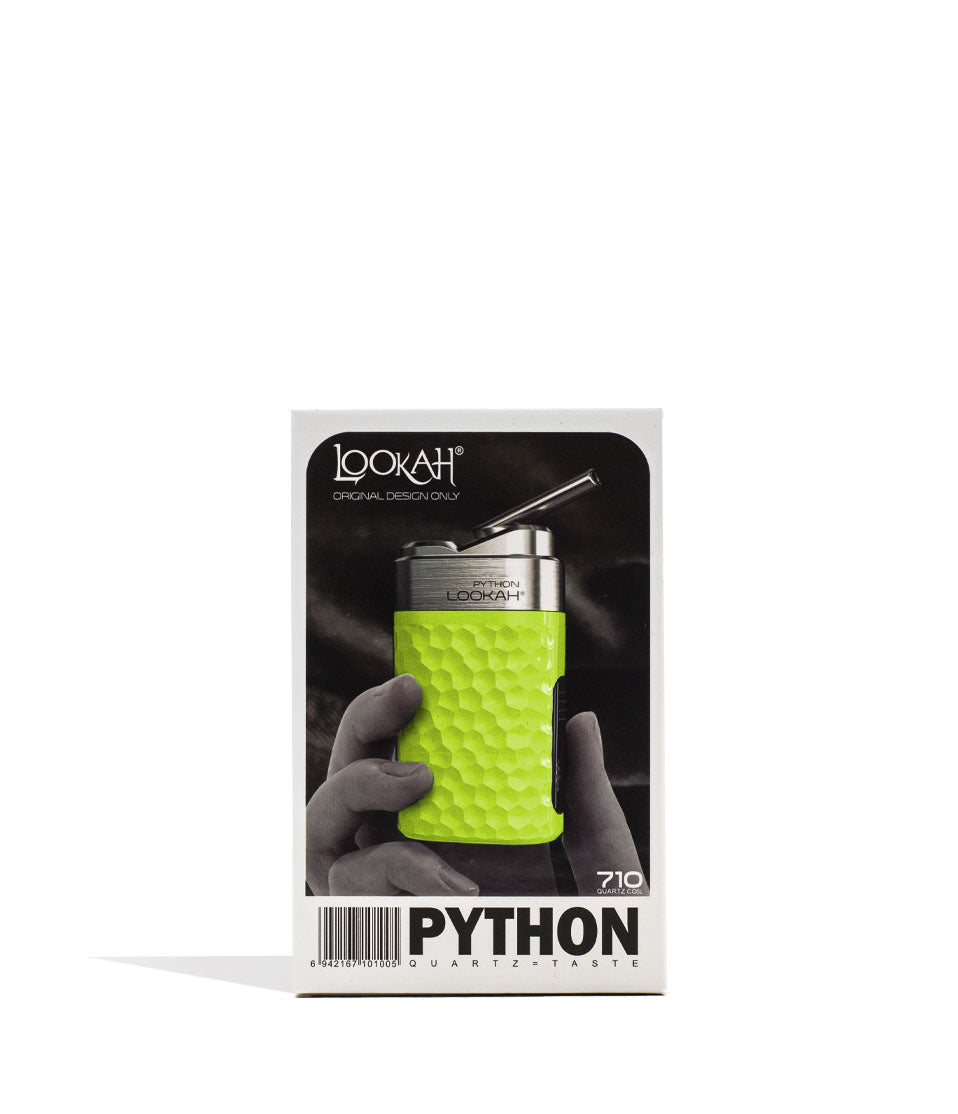Neon Green Lookah Python Wax Vaporizer Packaging Front View on White Background