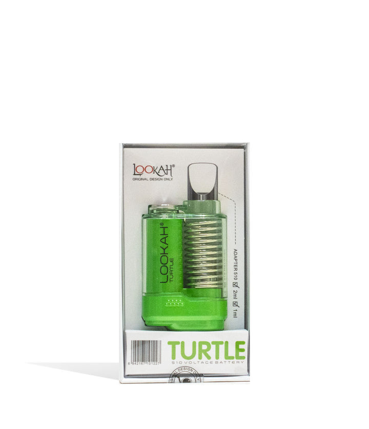 Green Lookah Turtle 2g Cartridge Vaporizer Packaging Front View on White Background