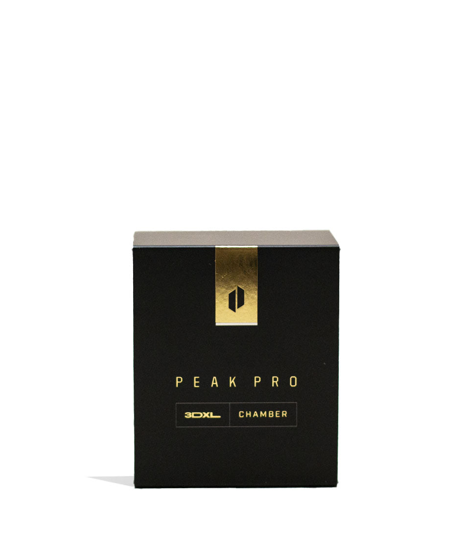 Puffco Peak Pro 3DXL Limited Edition Gold Atomizer Packaging Front View on White Background