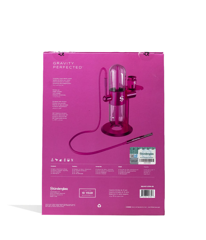 Stundenglass Pink Gravity Infuser Packaging Back View on White Background