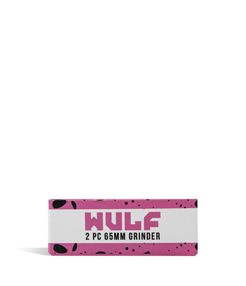 Pink and Black Wulf Mods 2pc 65mm Spatter Grinder box on white background