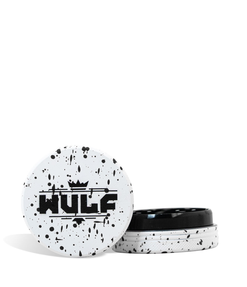 White and Black Wulf Mods 2pc 65mm Spatter Grinder on white background