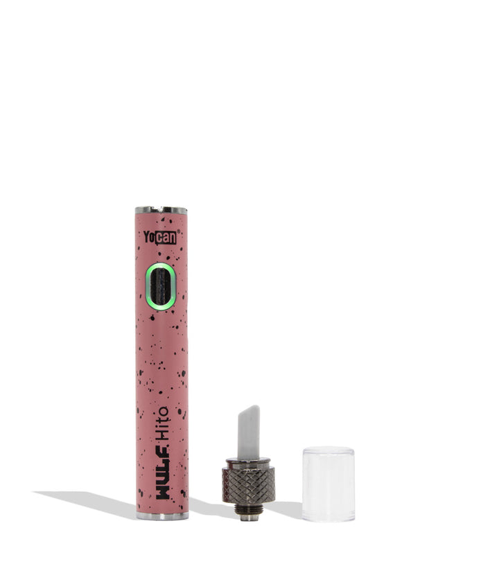 WULF Mods Hito Knife Kit on a white background in pink black spatter disassembled