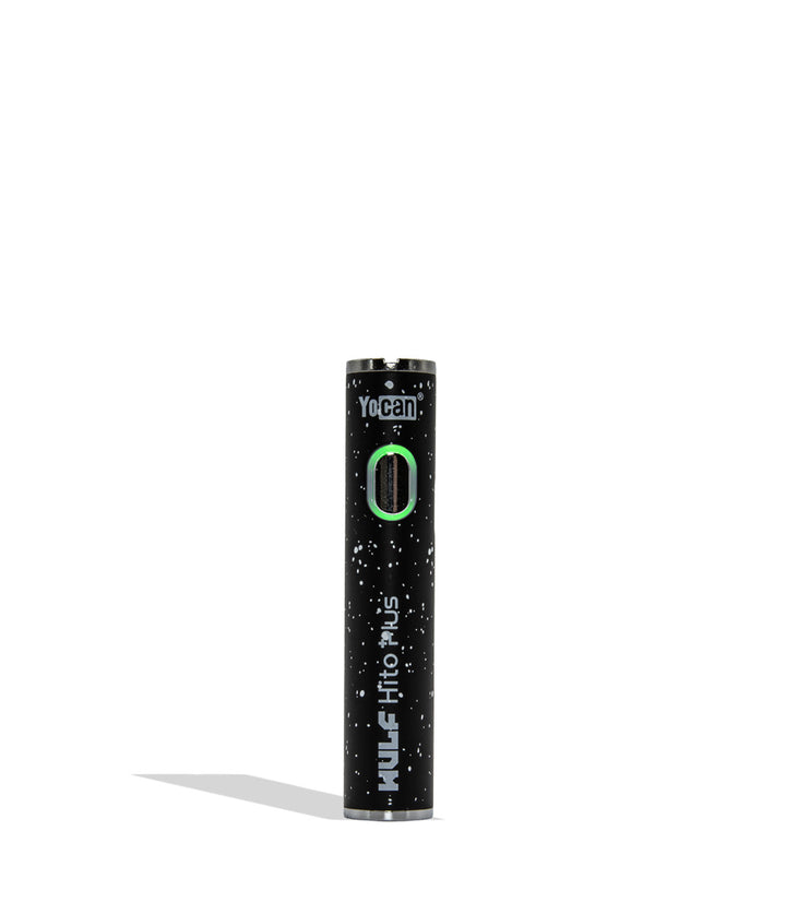 WULF Mods Yocan Hito Plus vaporizer 510 battery standing vertically upright on a white background in the color variant black white spatter