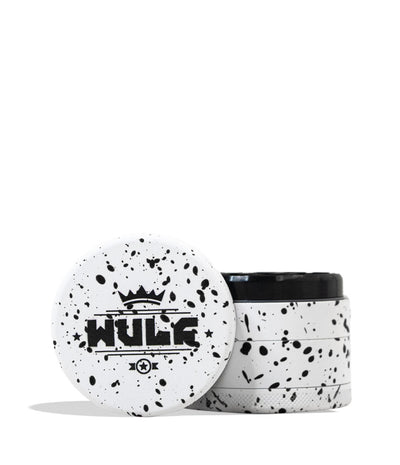 White Black Spatter Wulf Mods 4pc 65mm Spatter Grinder Front View on White Background