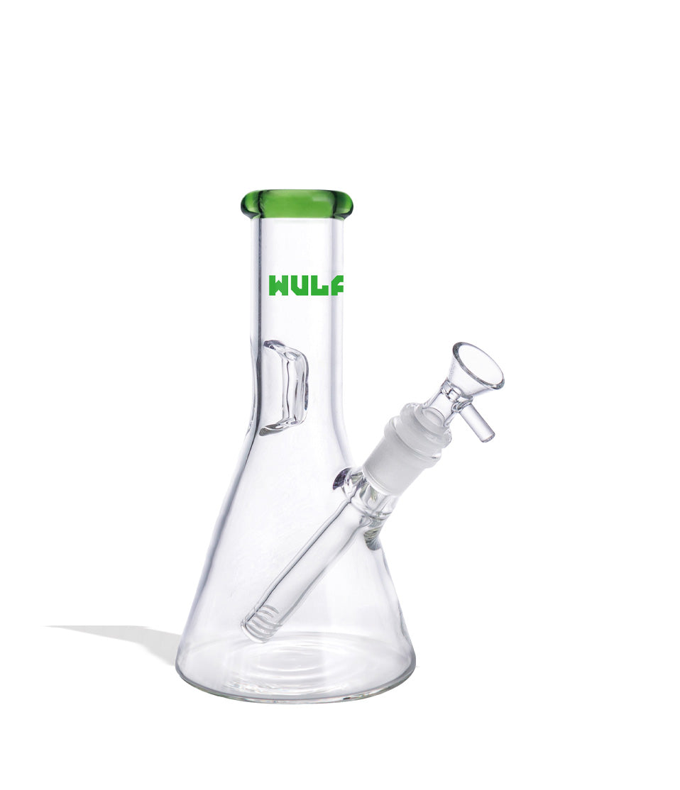 Green Wulf Mods 5mm 8inch Beaker Water Pipe Front View on White Background