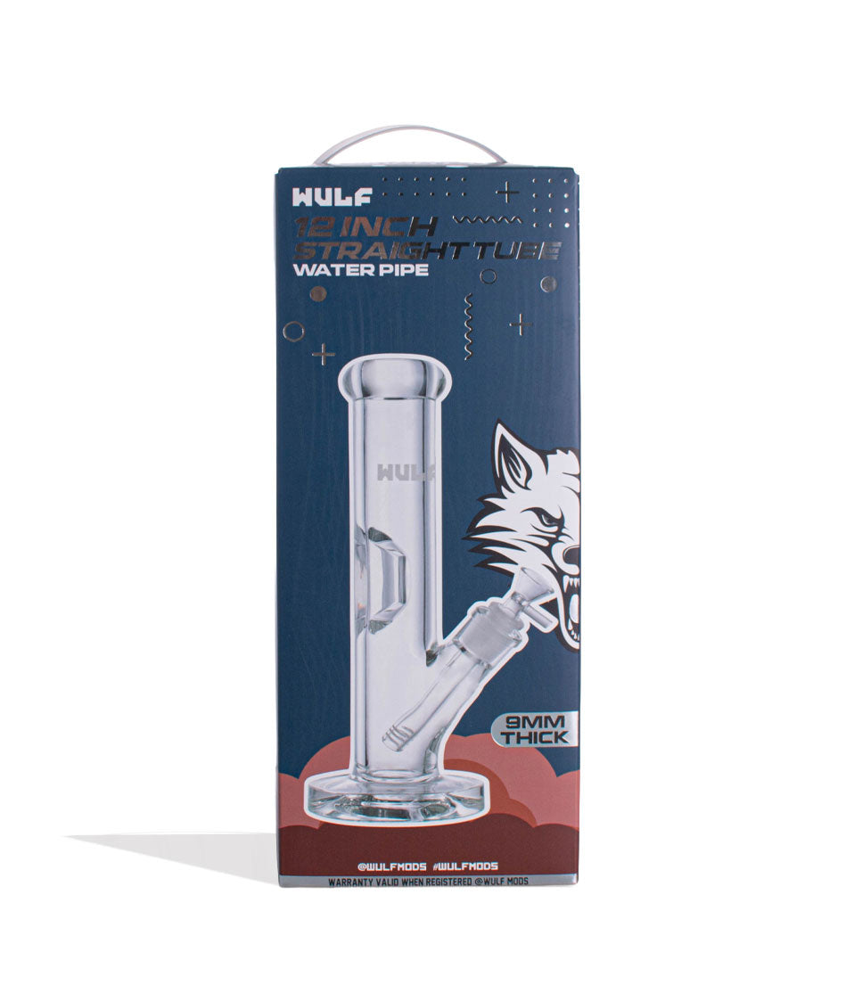 Wulf Mods 9mm 12inch Straight Water Pipe Packaging Front View on White Background