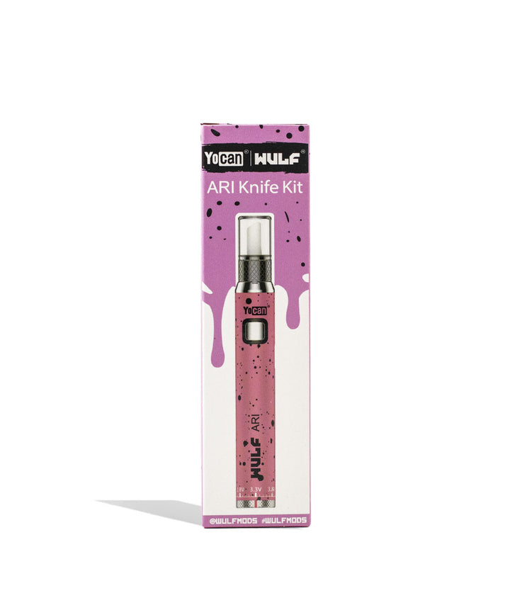 Pink Black Spatter Wulf Mods ARI Hot Knife Packaging Front View on White Background