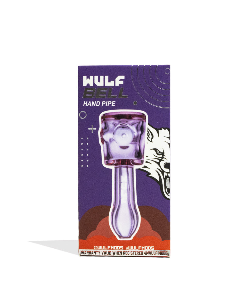 Purple Wulf Mods Bell Hand Pipe packaging on white background