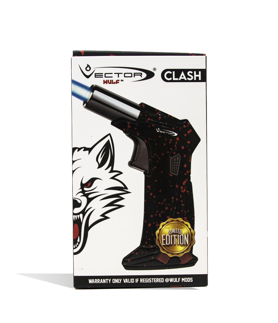 Black Red Spatter Wulf Mods Clash Torch Packaging on white studio background