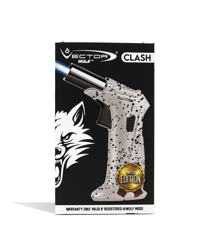 White Black Spatter Wulf Mods Clash Torch Packaging on white studio background