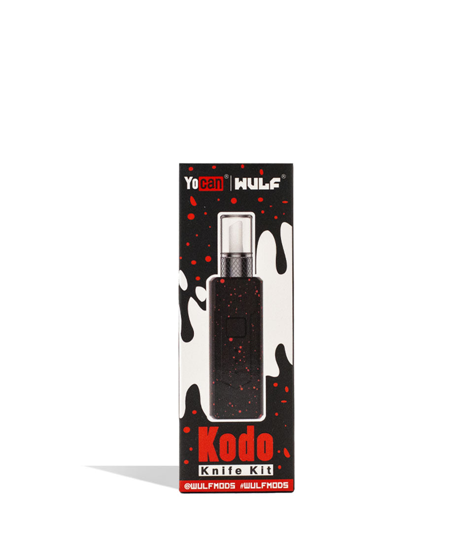 Black Red Spatter Wulf Mods KODO Hot Knife Packaging Front View on White Background