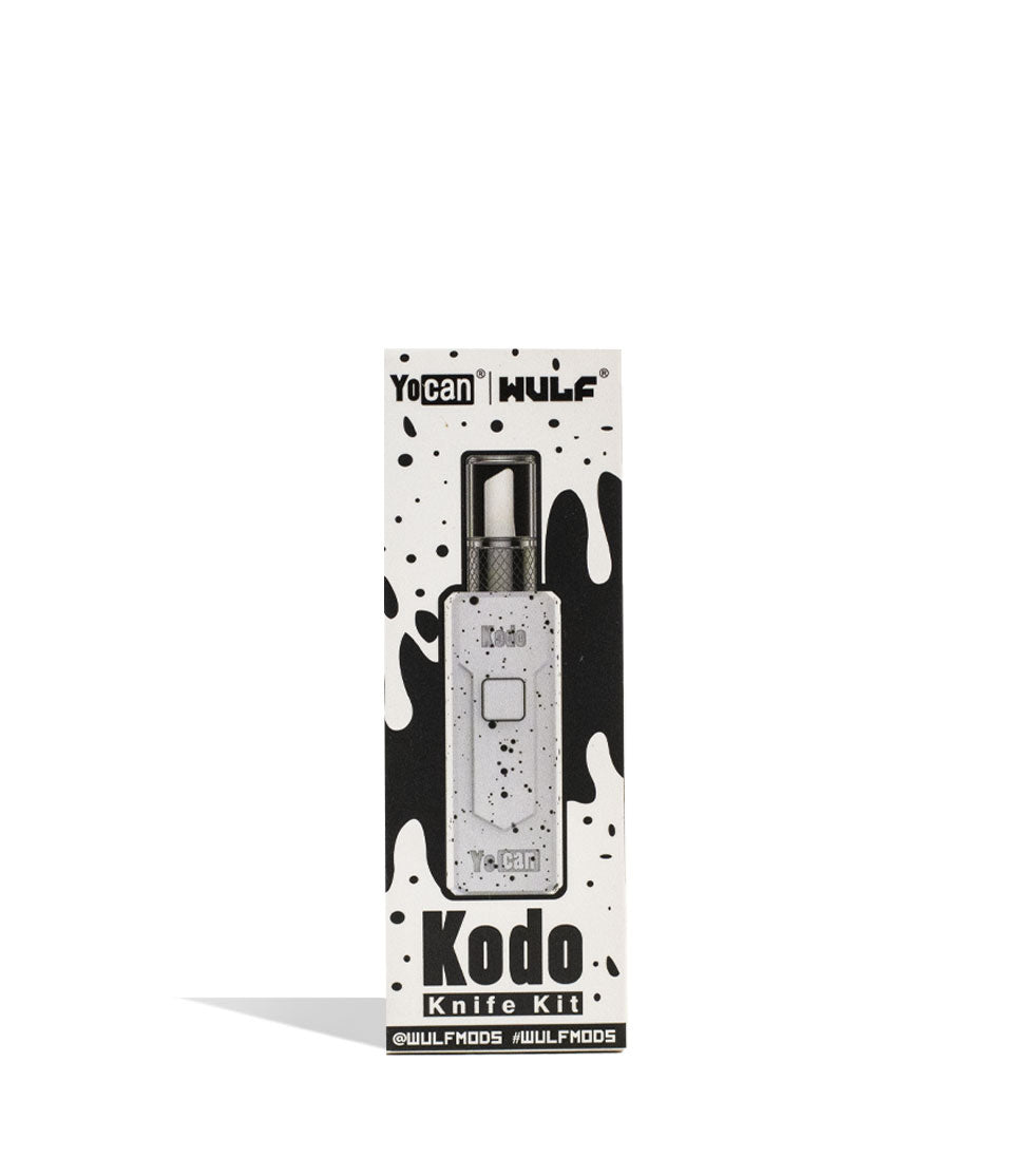 White Black Spatter Wulf Mods KODO Hot Knife Packaging Front View on White Background