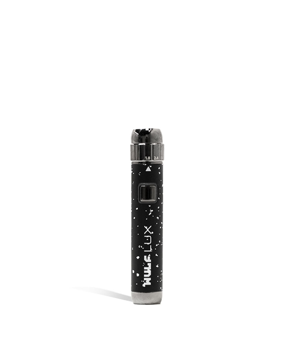 Black White Spatter Wulf Mods LUX Cartridge Vaporizer Front View on White Background