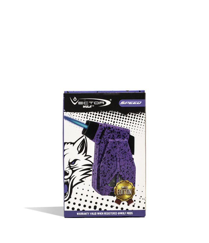 Purple Black Spatter Wulf Mods Speed Torch Packaging Front View on White Background