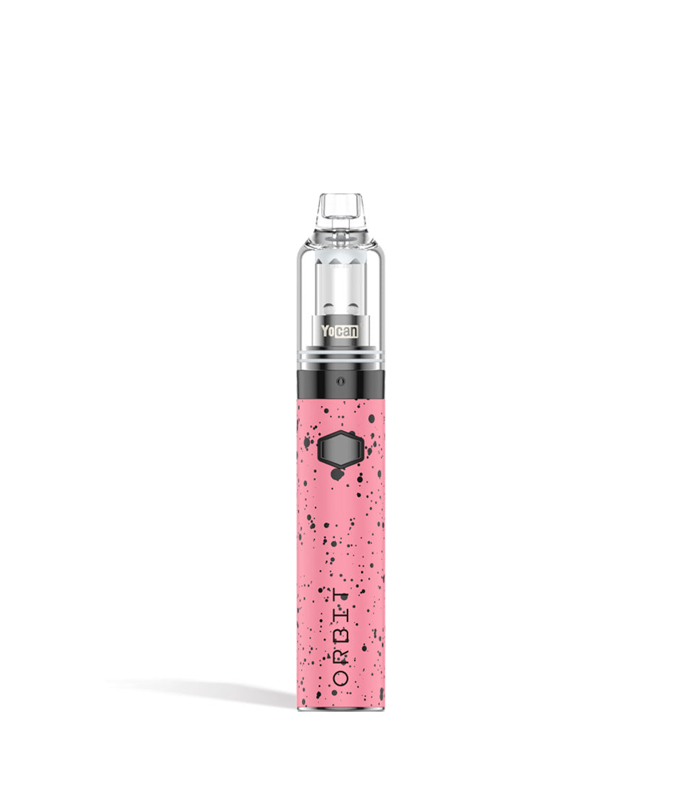 Pink Black Spatter front view Wulf Mods Orbit Concentrate Vaporizer on white studio background