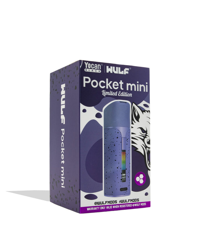 A boxed product on a plain white background. The package is a rectangular retail box for the WULF Pocket mini limited edition, shown at a slight angle.