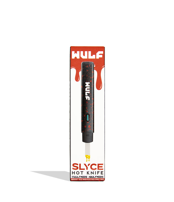 Wulf Slyce hot knife dab tool in black red spatter individual packaging on white background