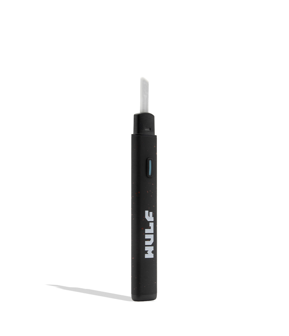 WULF Slyce black red spatter hot knife dab tool with cap off on white background in quarter view