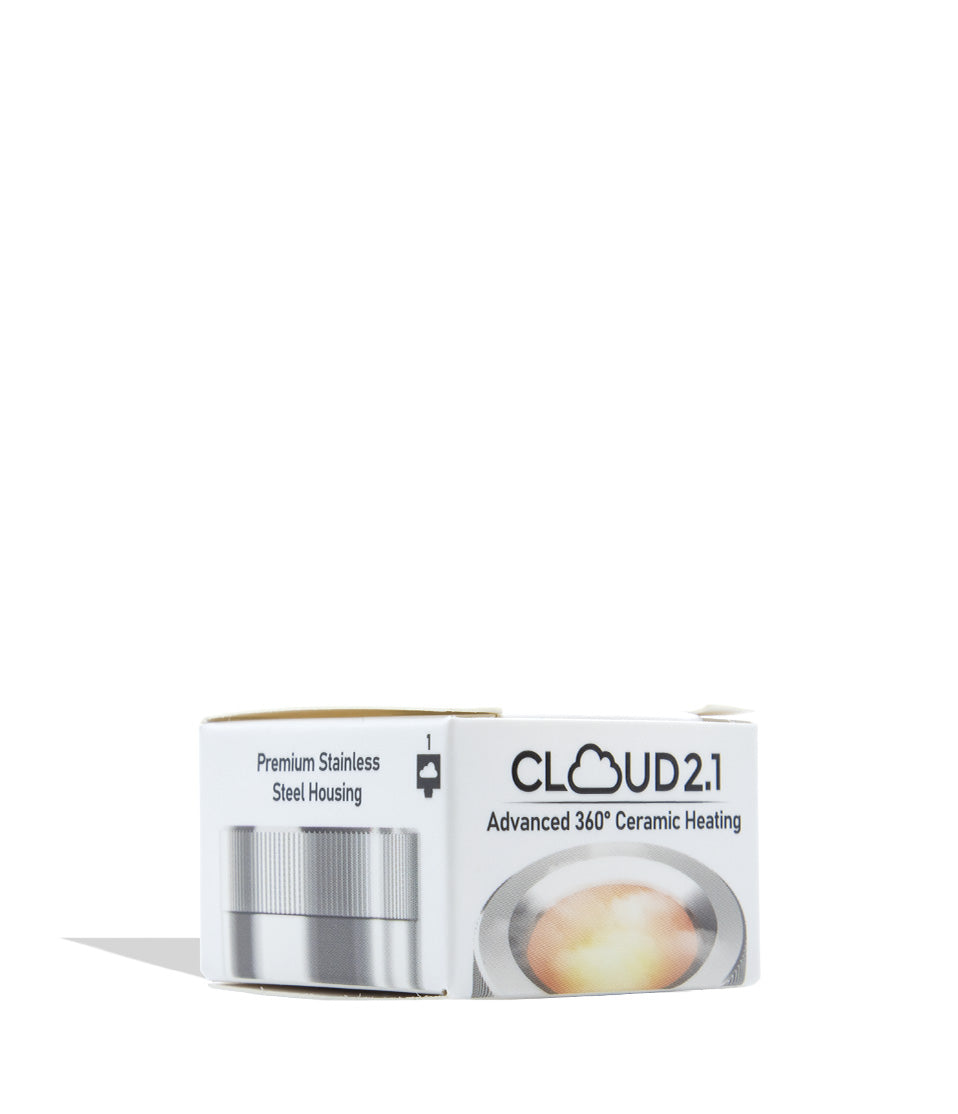A white product box for CLOUD 2.1 Advanced 360° Ceramic Healing, featuring a ceramic chamber photo and text indicating premium stainless steel housing, shown on a white background with a soft shadow.