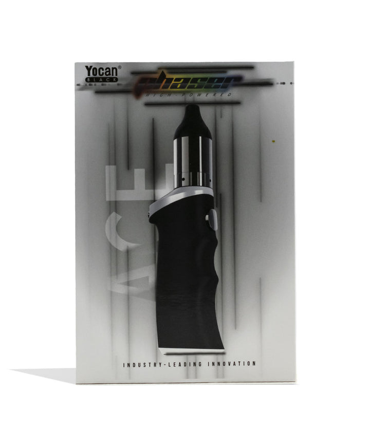 Silver Yocan Black Phaser Ace Wax Vaporizer Packaging Front View on White Background