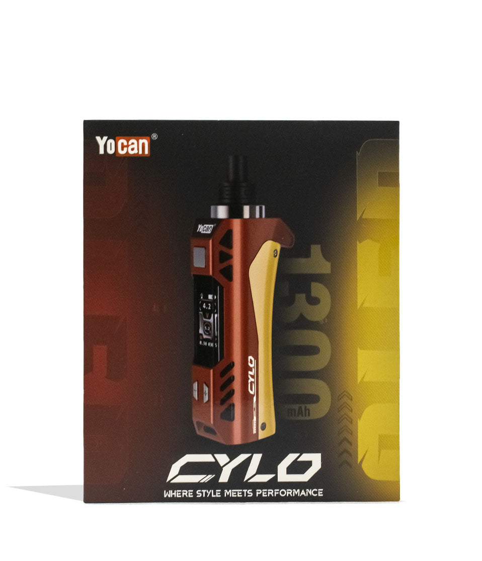 Red Gold Yocan Cylo Wax Vaporizer Packaging Front View on White Background