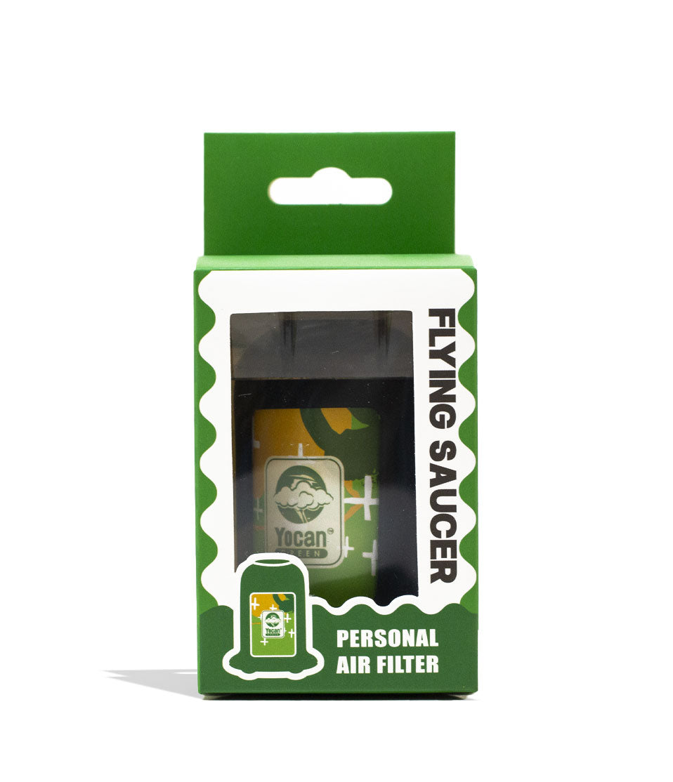 Black Yocan Green Series Flying Saucer Personal Air Filter Packaging Front View on White Background