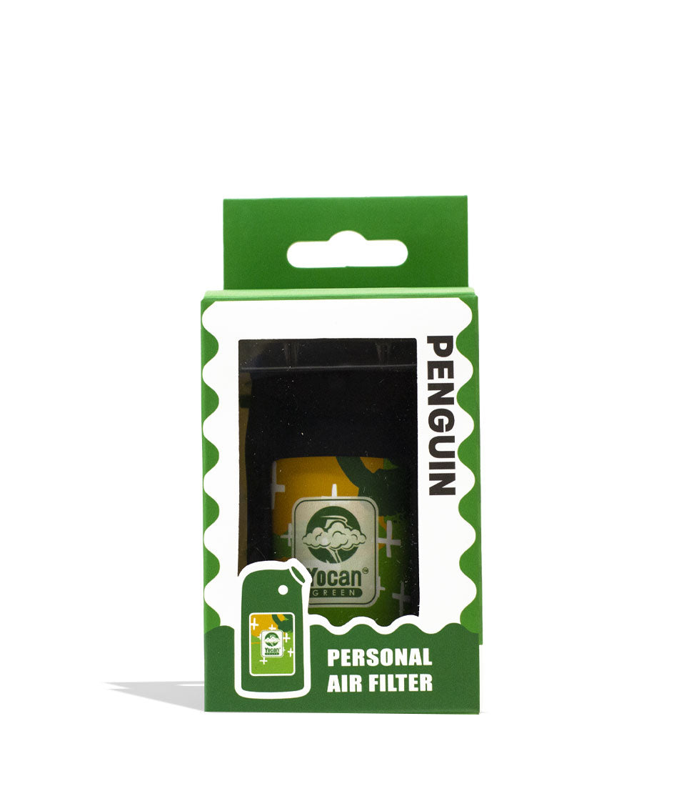Black Yocan Green Series Penguin Personal Air Filter Packaging Front View on White Background